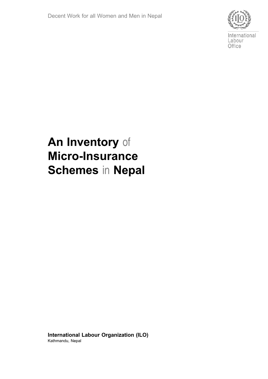 An Inventory of Micro-Insurance Schemes in Nepal