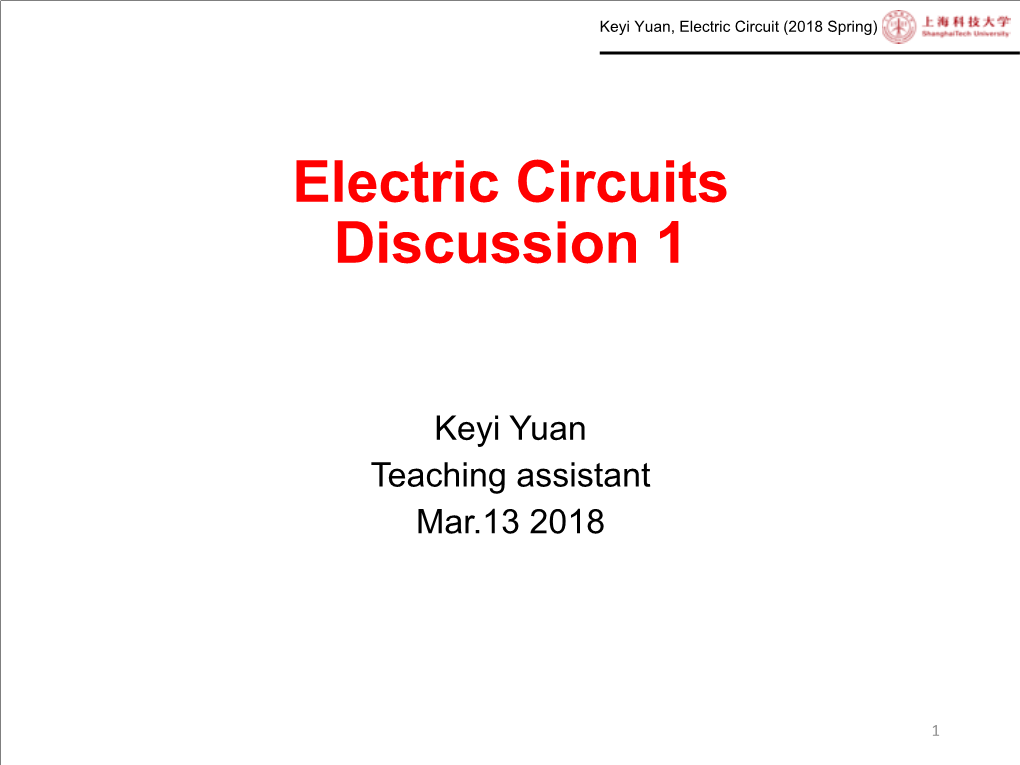 Electric Circuits Discussion 1