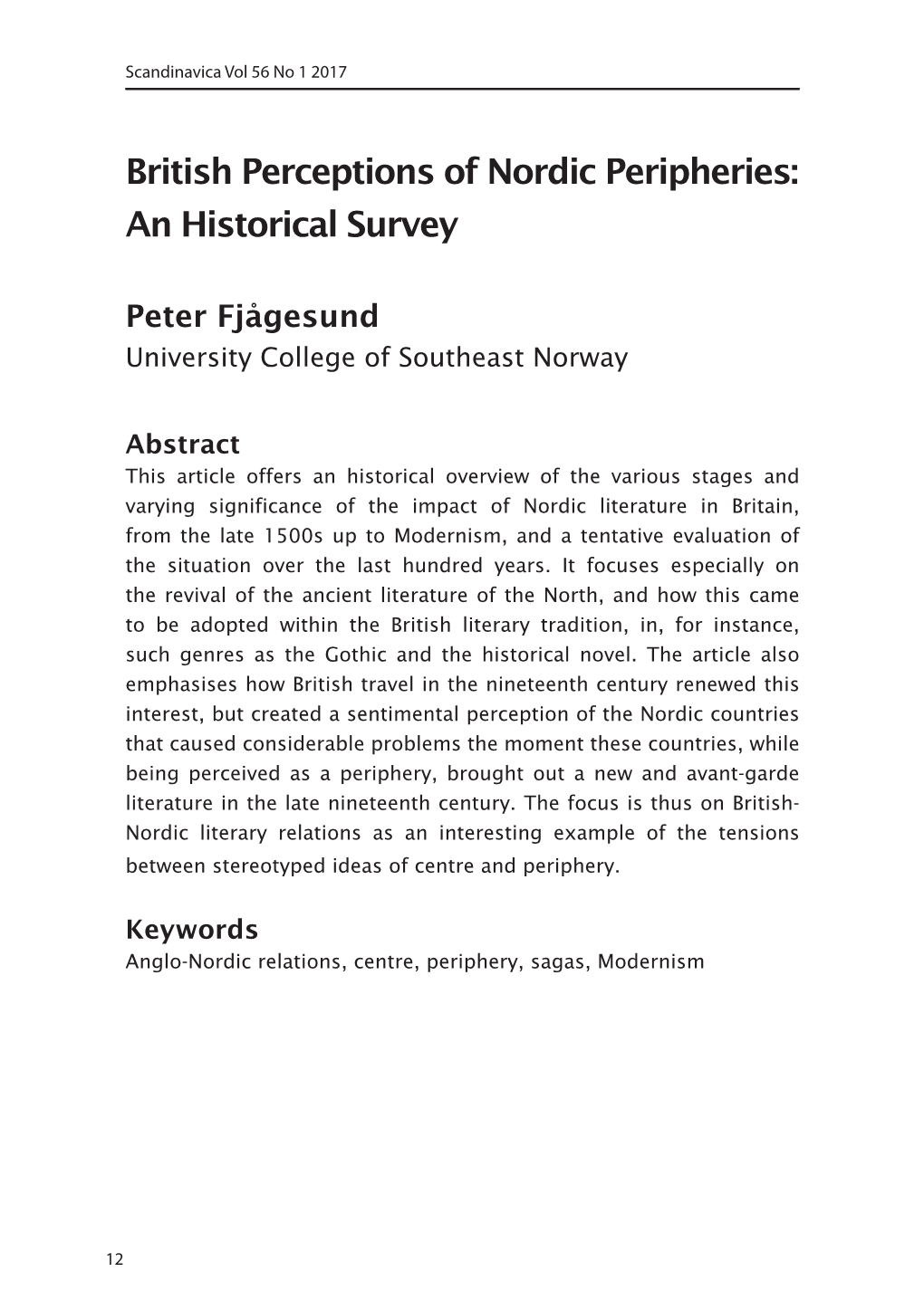 British Perceptions of Nordic Peripheries: an Historical Survey