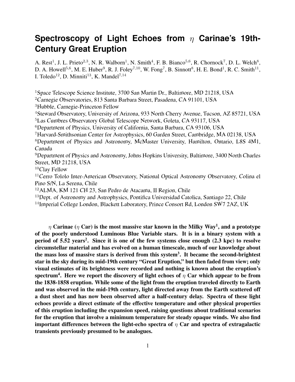 Spectroscopy of Light Echoes from Η Carinae's 19Th- Century Great