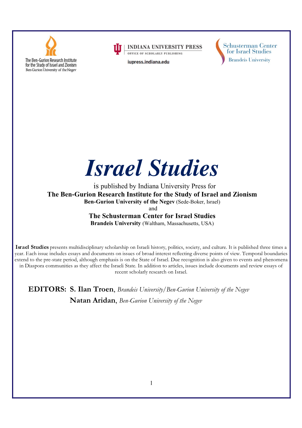 Israel Studies