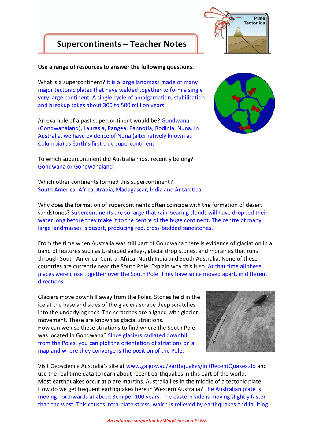 Supercontinents – Teacher Notes