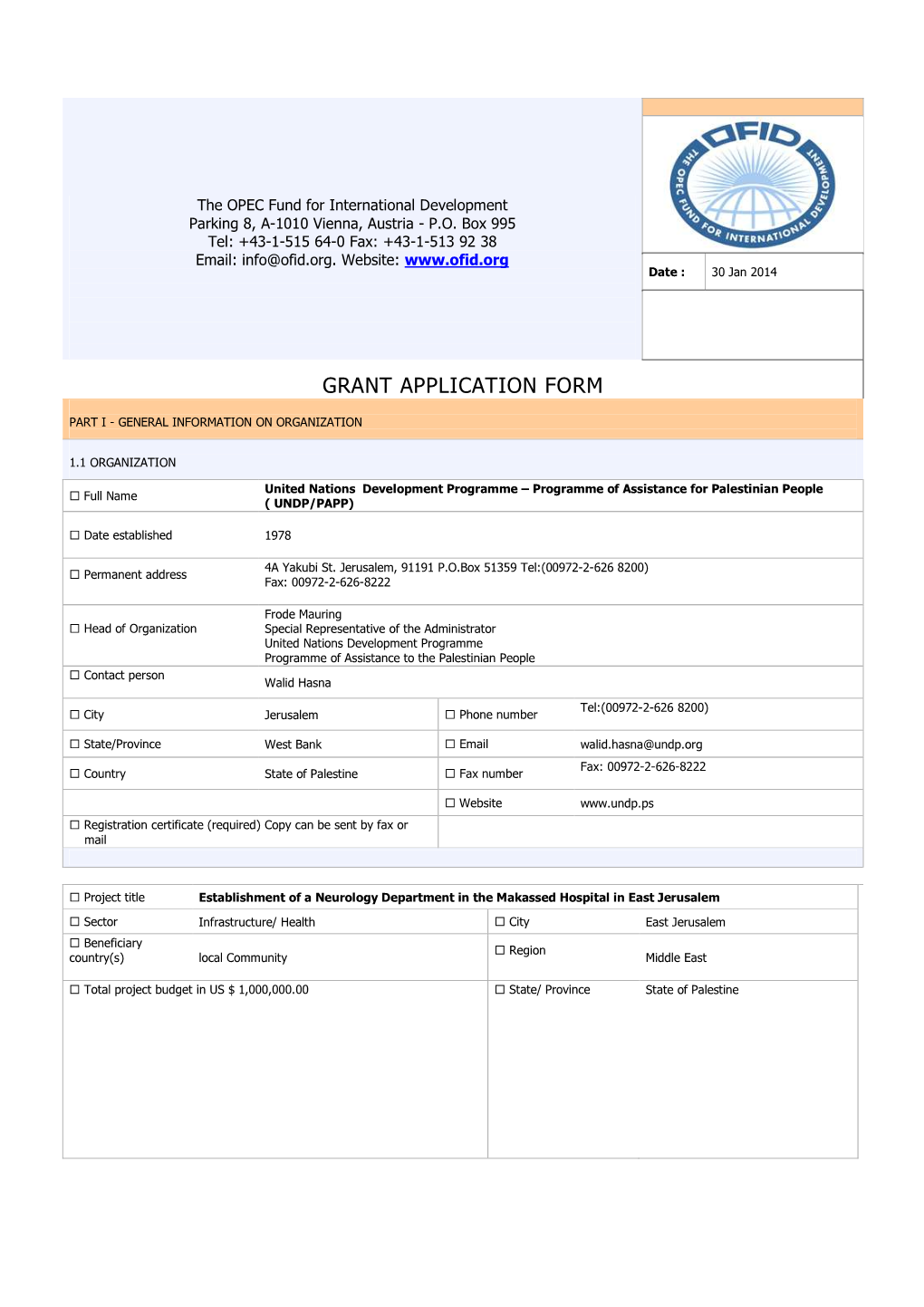 Grant Application Makassad