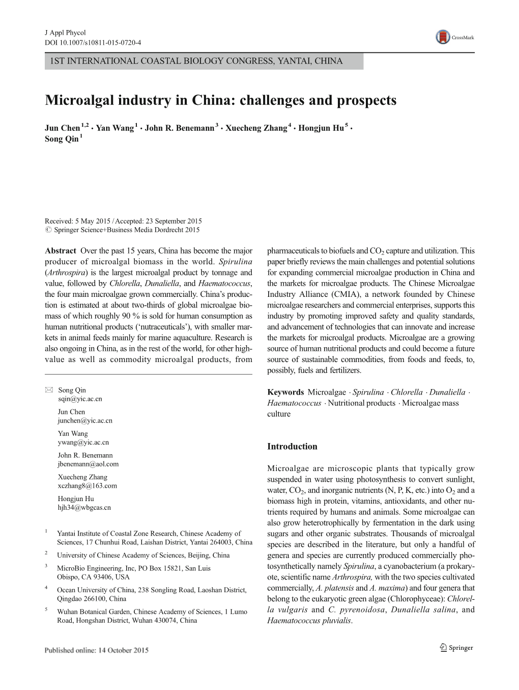 Microalgal Industry in China: Challenges and Prospects
