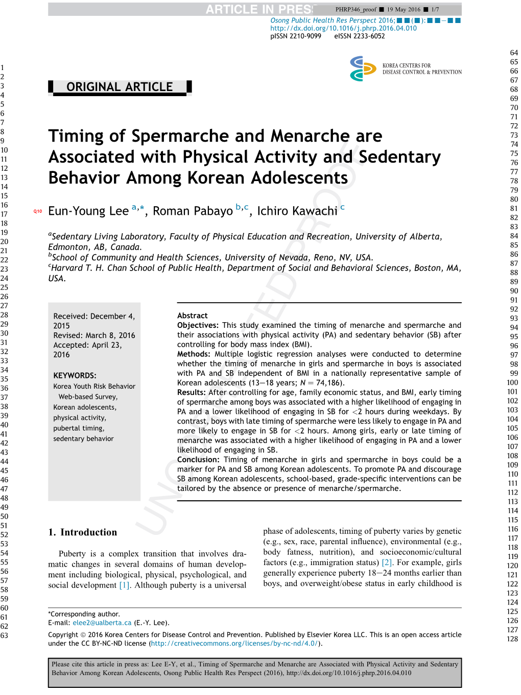 Timing of Spermarche and Menarche Are Associated With