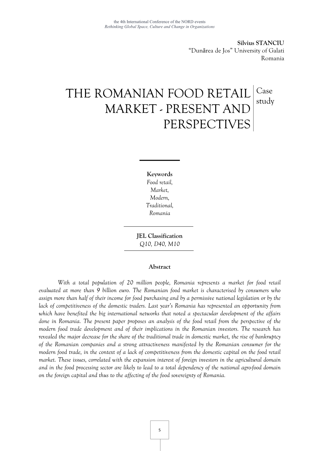 The Romanian Food Retail Market