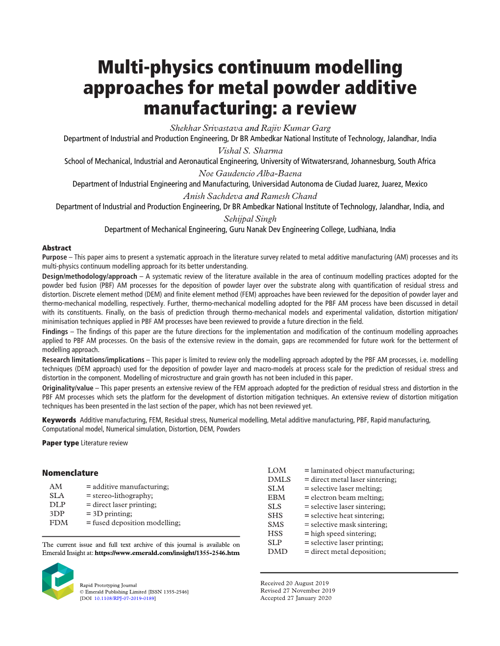 Multi-Physics Continuum Modelling Approaches for Metal Powder Additive Manufacturing