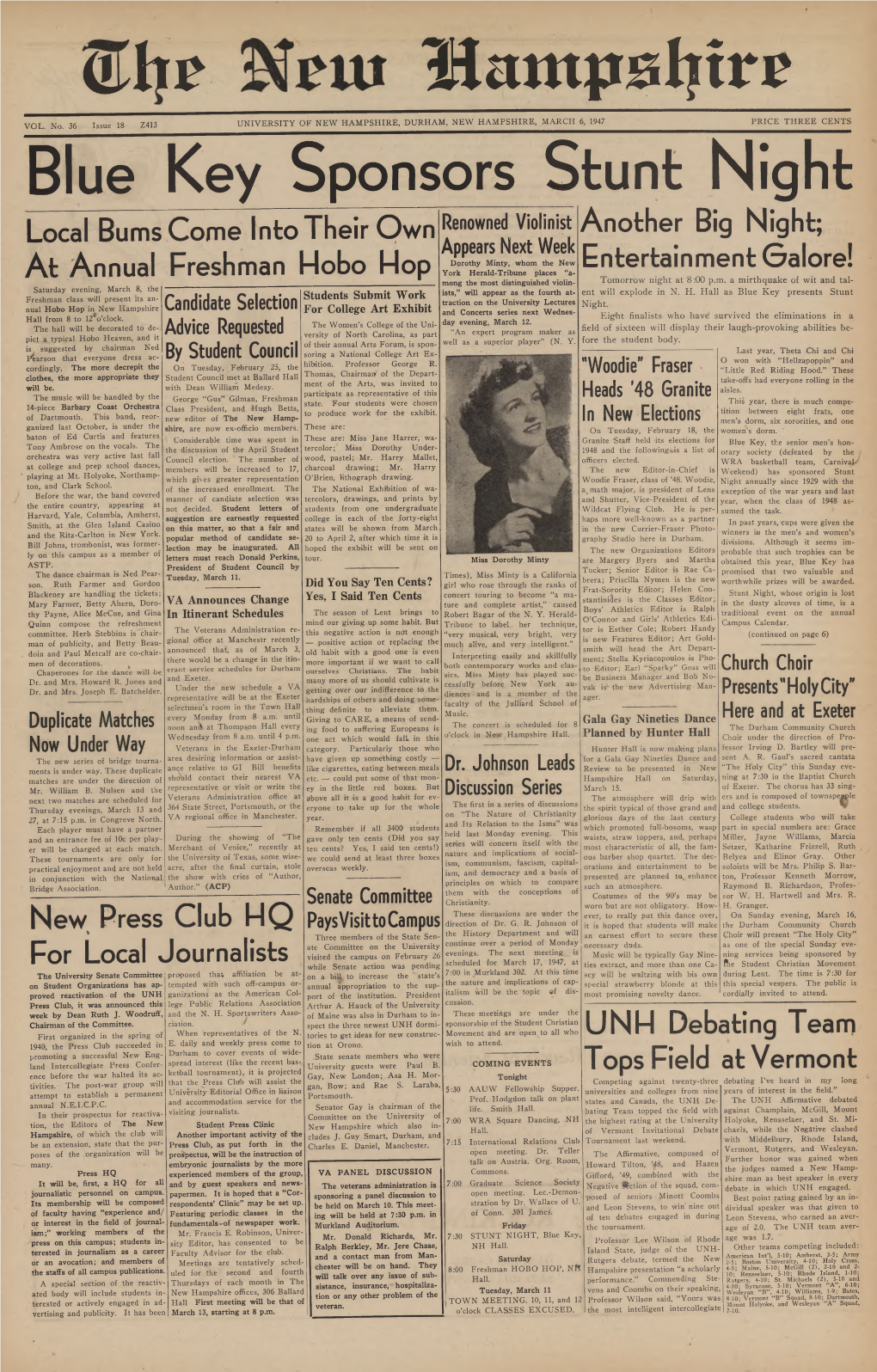 The New Hampshire, Vol. 36, No. 18 (Mar. 6, 1947)