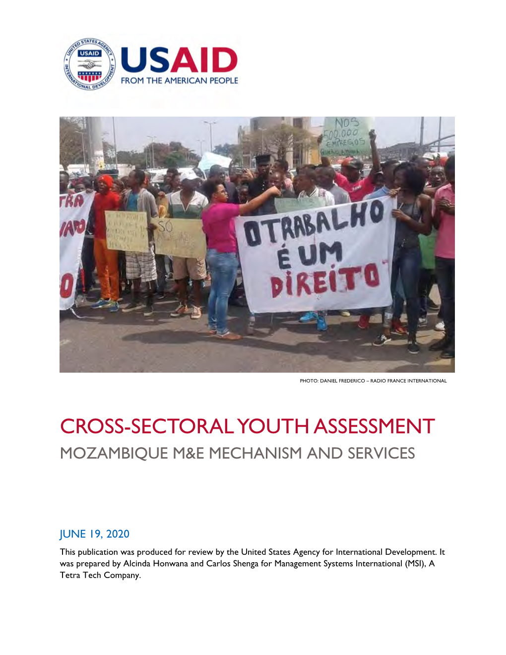 Cross-Sectoral Youth Assessment Mozambique M&E Mechanism and Services