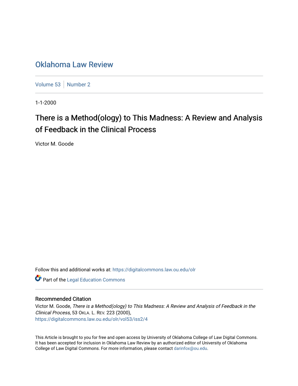 A Review and Analysis of Feedback in the Clinical Process