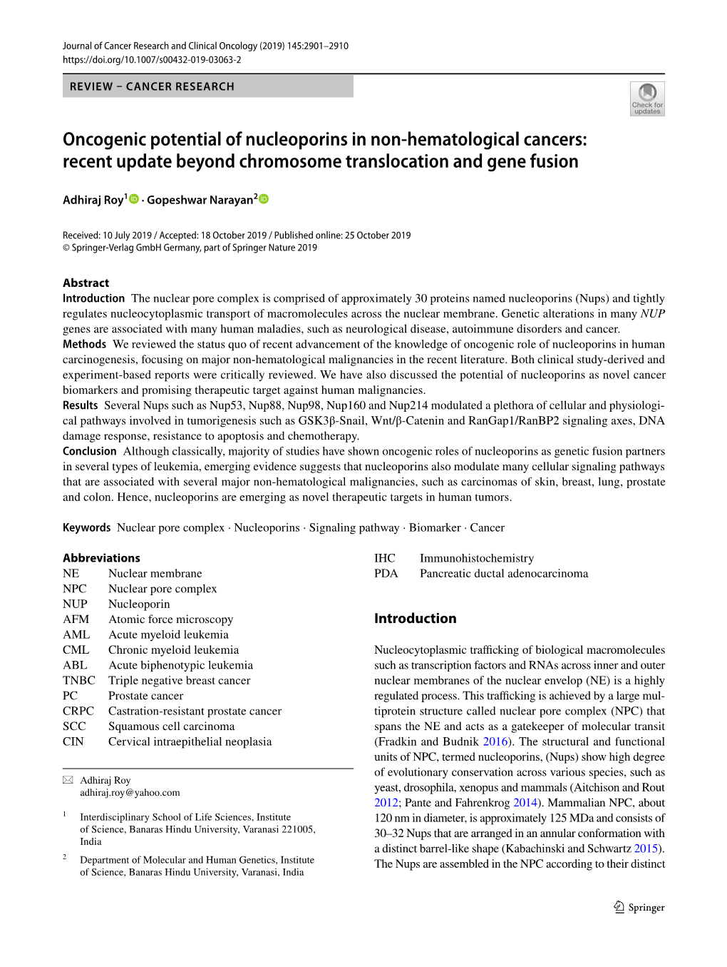 Oncogenic Potential of Nucleoporins in Non-Hematological Cancers: Recent Update Beyond Chromosome Translocation and Gene Fusion