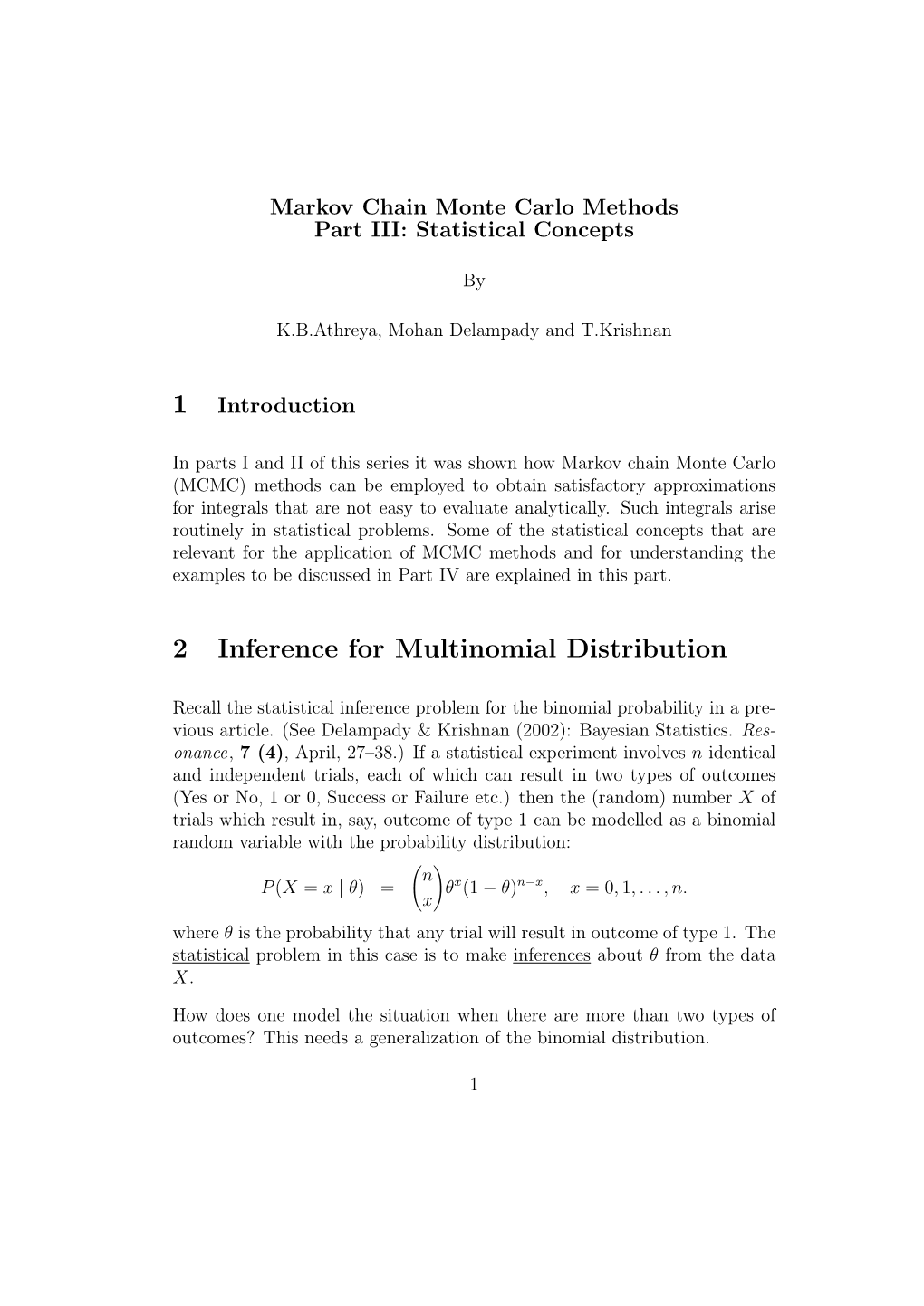 2 Inference for Multinomial Distribution