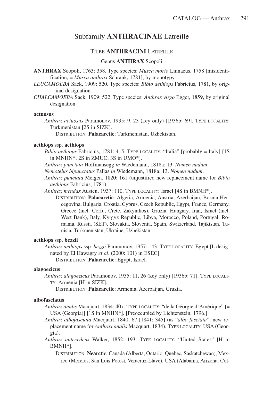 Subfamily ANTHRACINAE Latreille