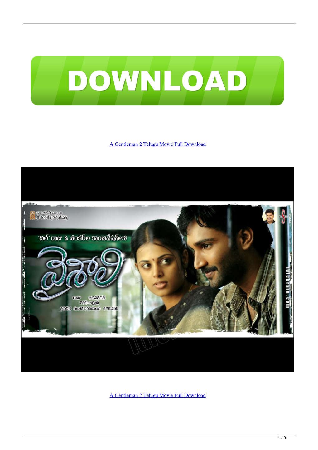 A Gentleman 2 Telugu Movie Full Download