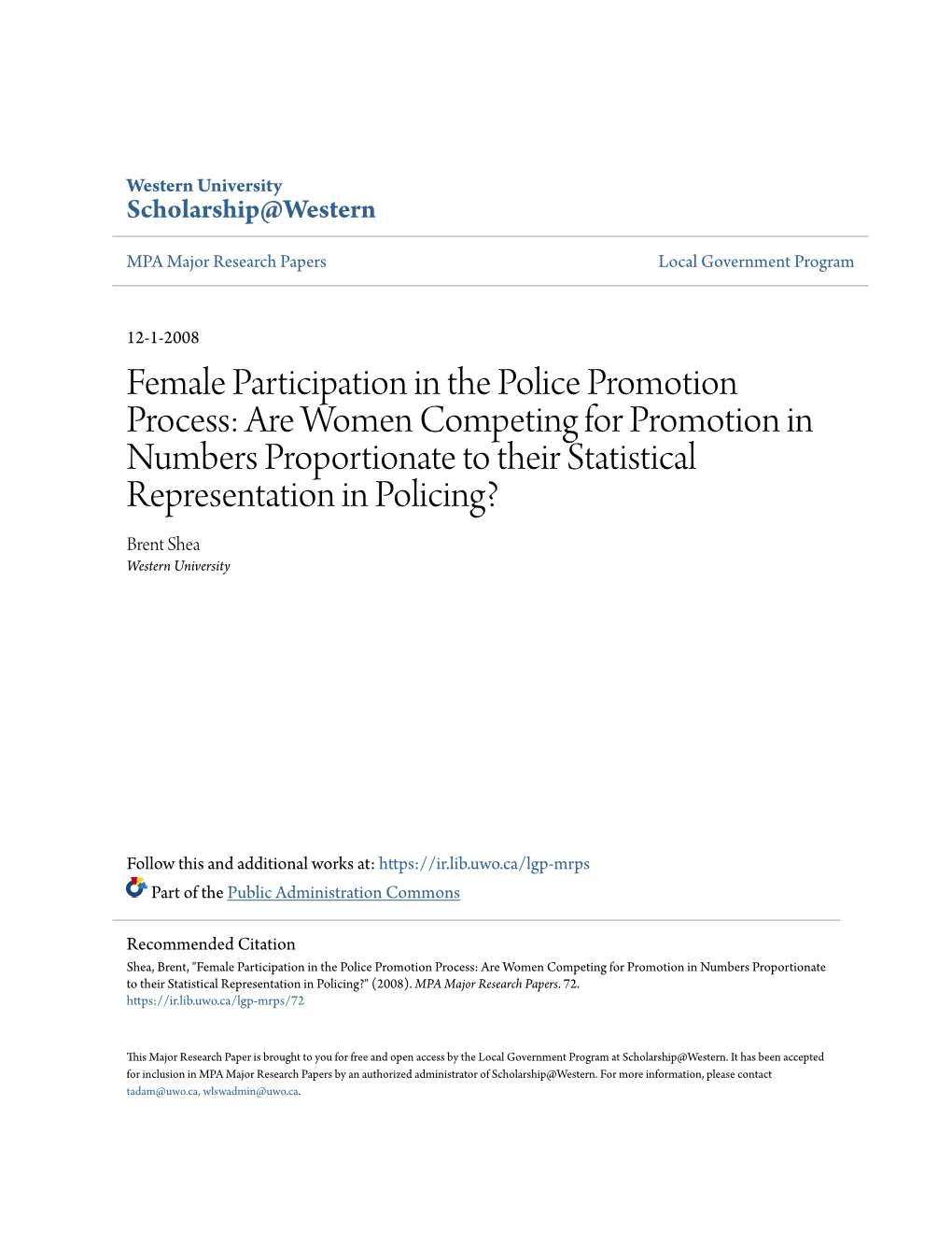 Female Participation in the Police Promotion Process