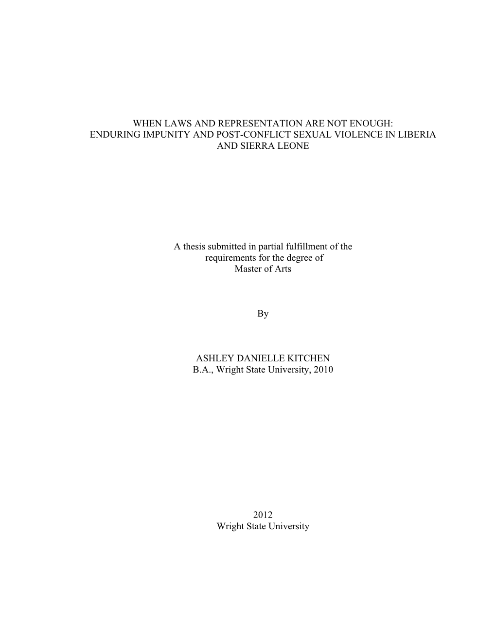 Enduring Impunity and Post-Conflict Sexual Violence in Liberia and Sierra Leone