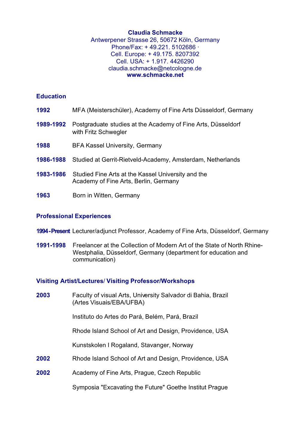 Claudia Schmacke CV Download