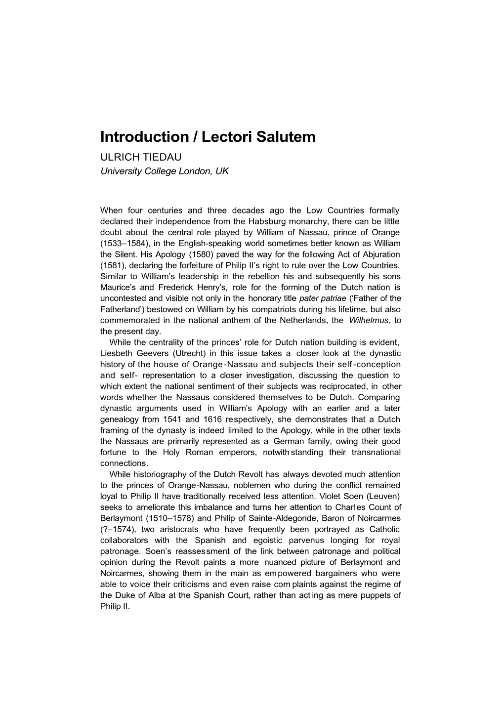 Introduction/Lectori Salutem