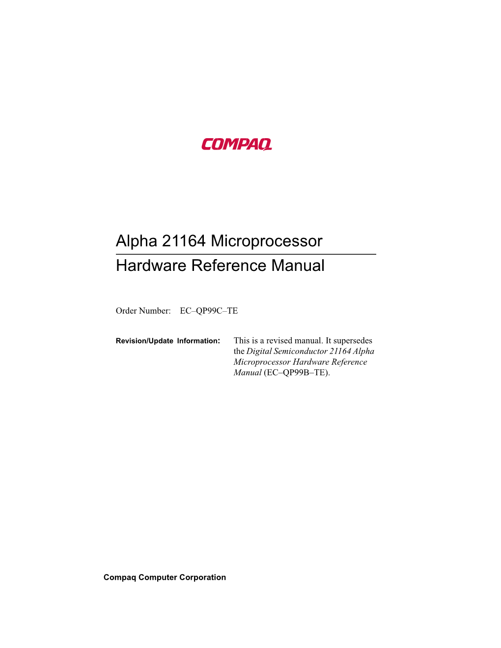 Alpha 21164 Microprocessor Hardware Reference Manual