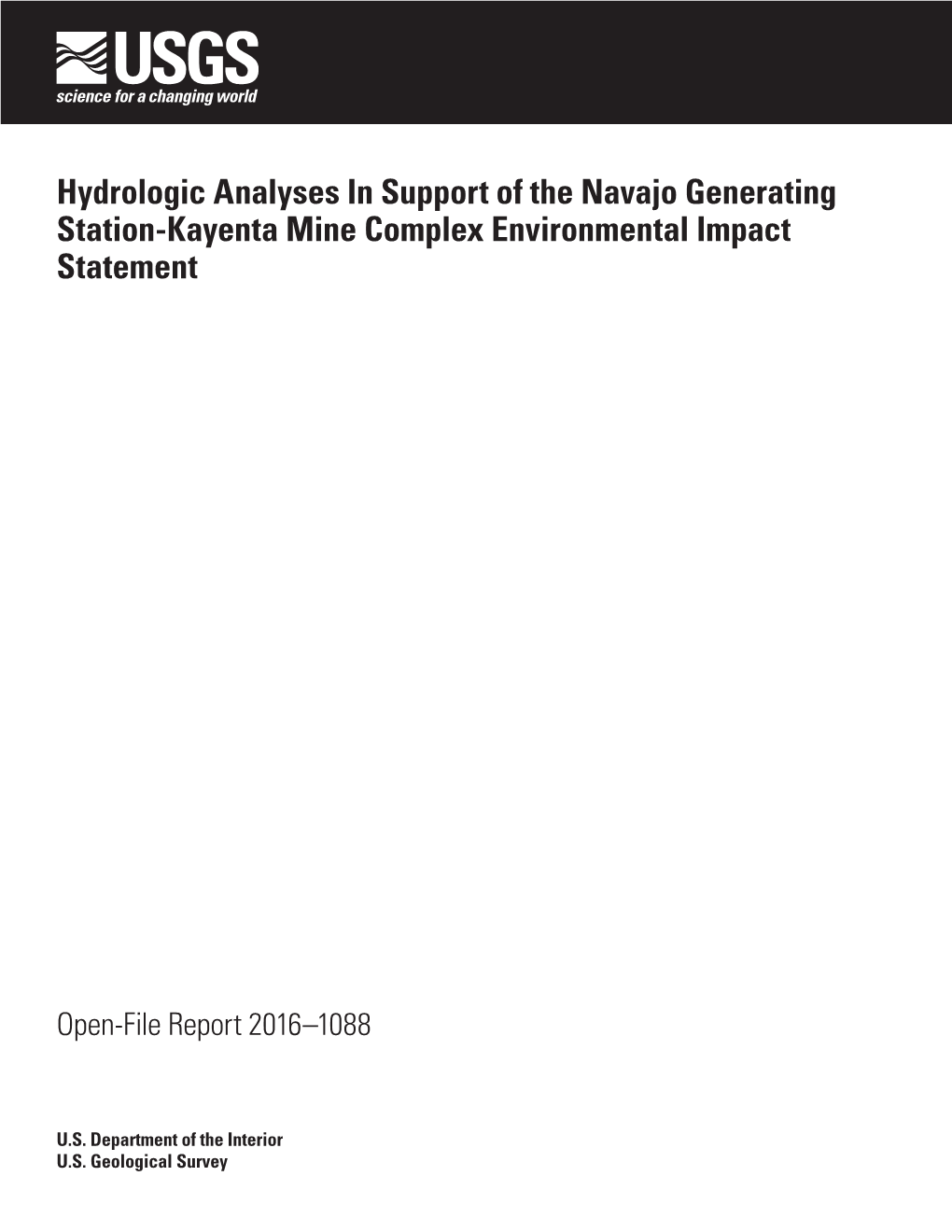 Hydrologic Analyses in Support of the Navajo Generating Station-Kayenta Mine Complex Environmental Impact Statement