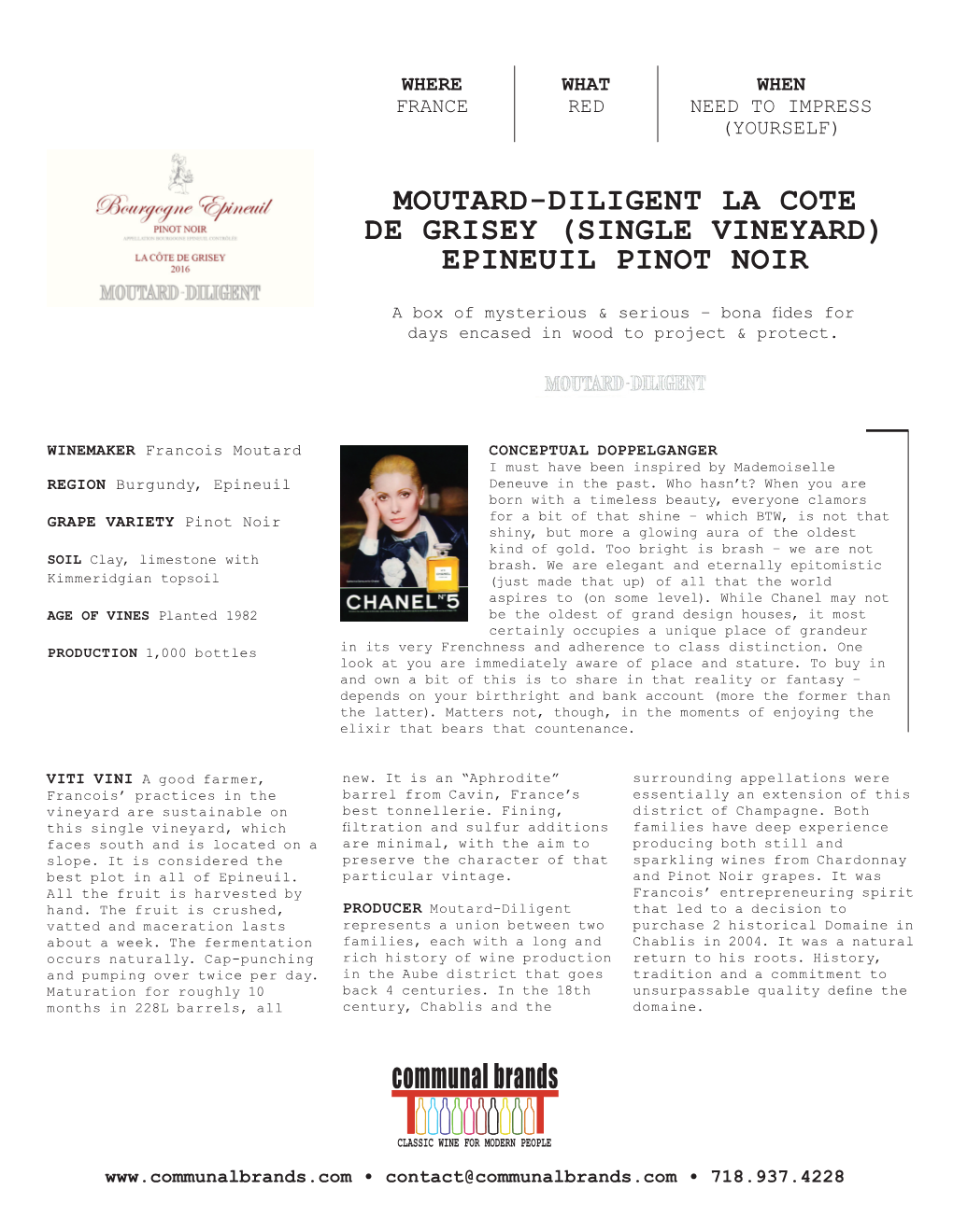Moutard-Diligent La Cote De Grisey (SINGLE VINEYARD) Epineuil Pinot Noir