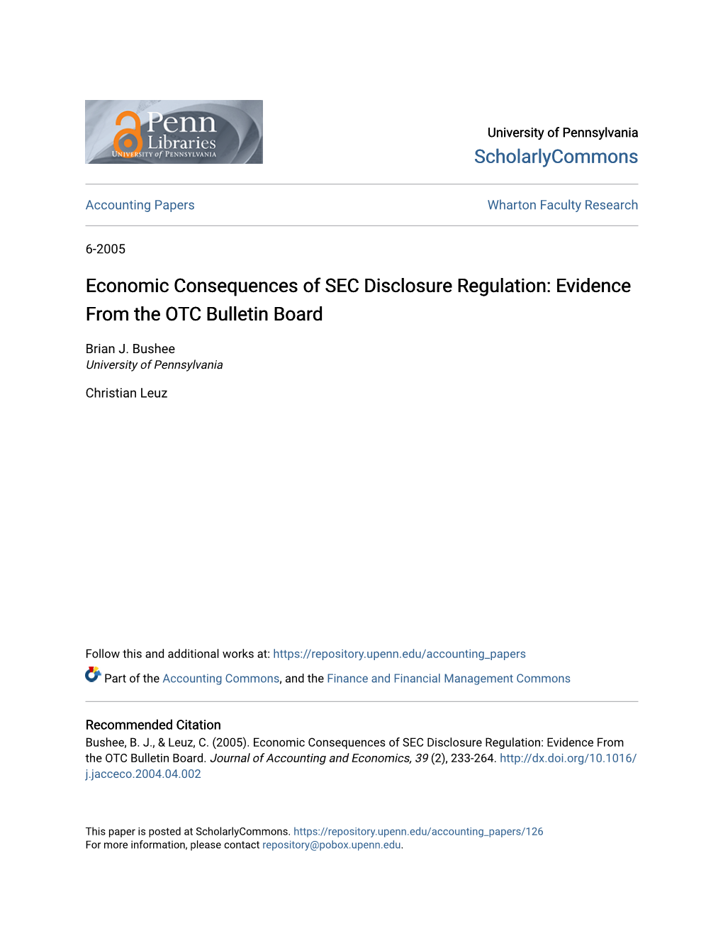Economic Consequences of SEC Disclosure Regulation: Evidence from the OTC Bulletin Board