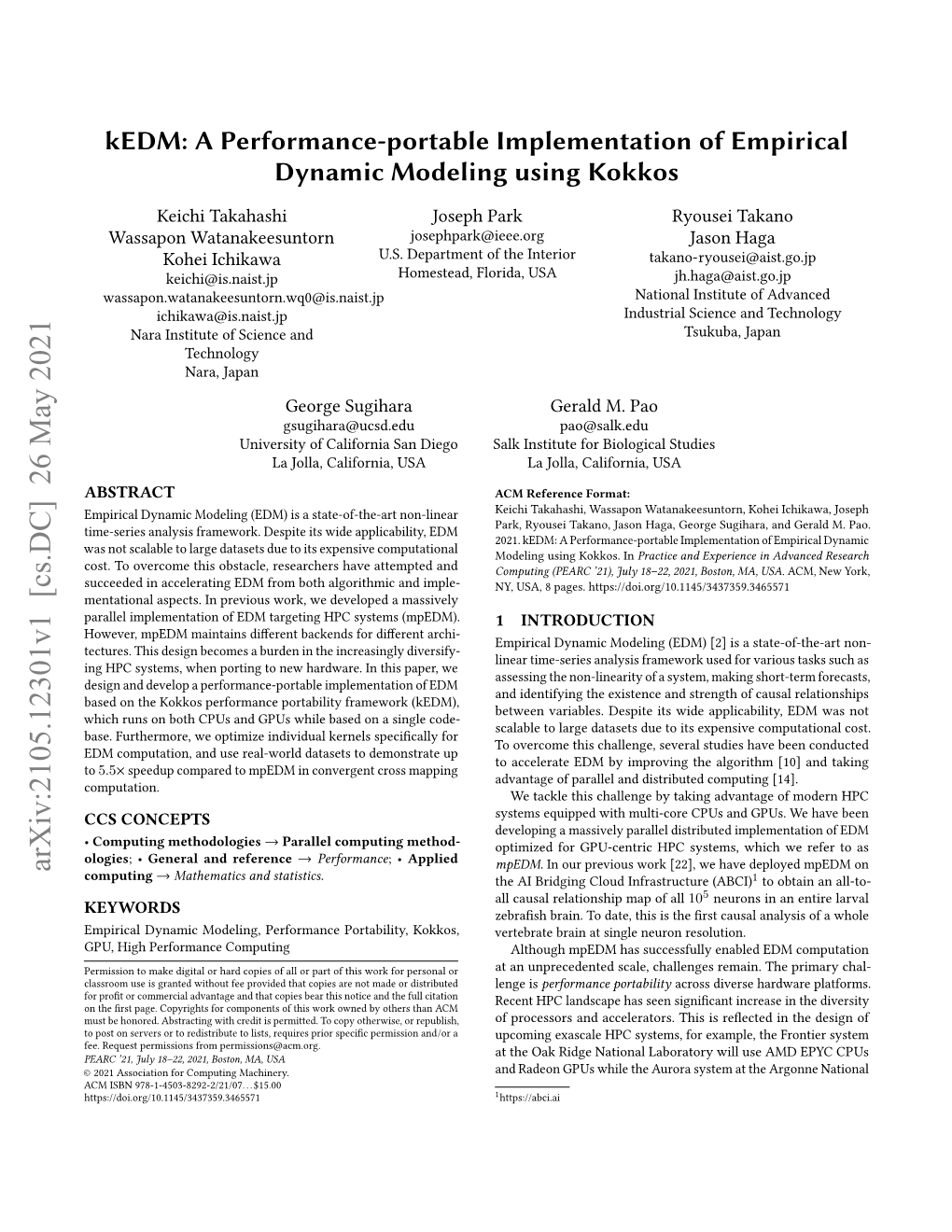 A Performance-Portable Implementation of Empirical Dynamic Modeling Using Kokkos