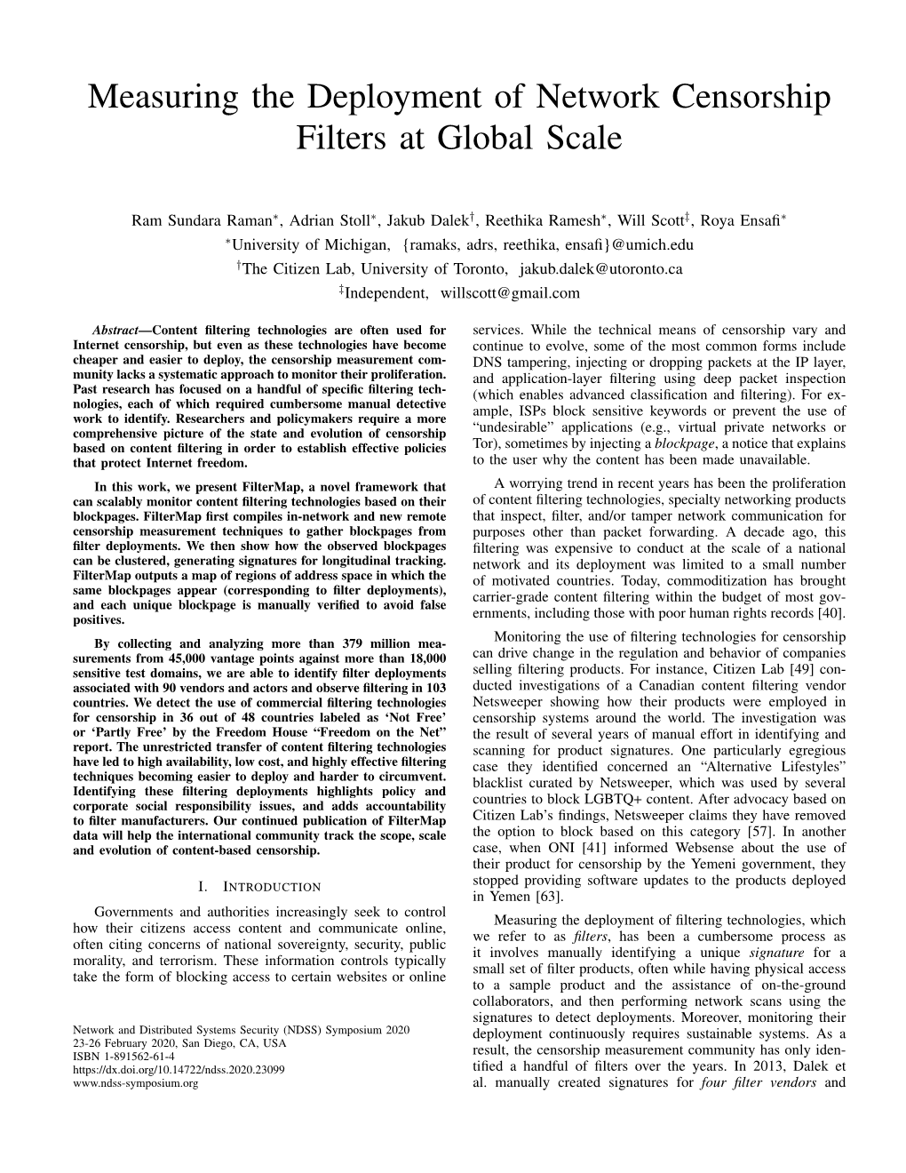 Measuring the Deployment of Network Censorship Filters at Global Scale