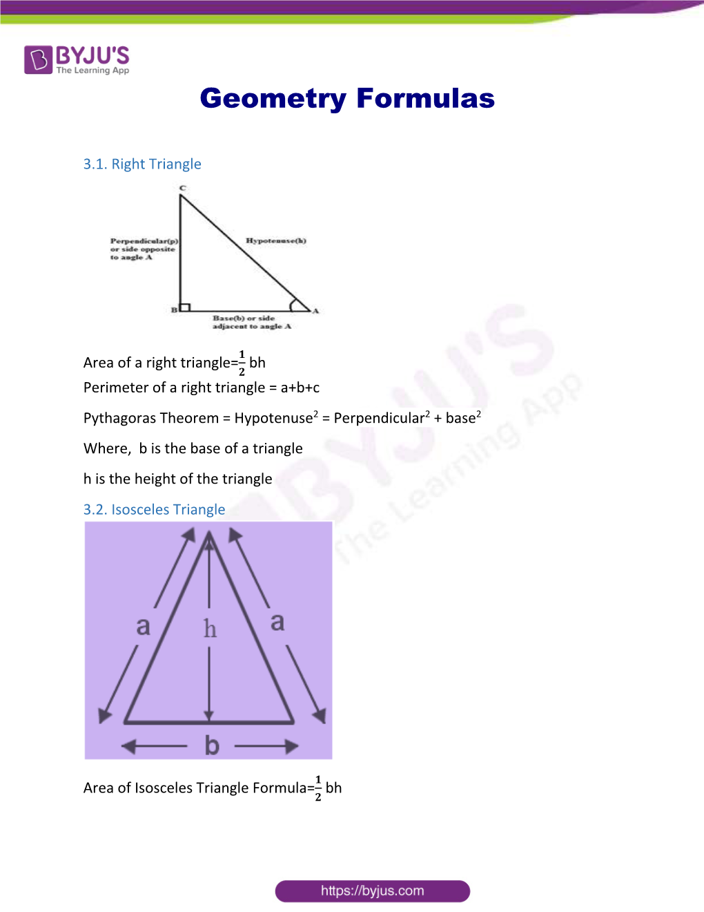 Geometry Formulas