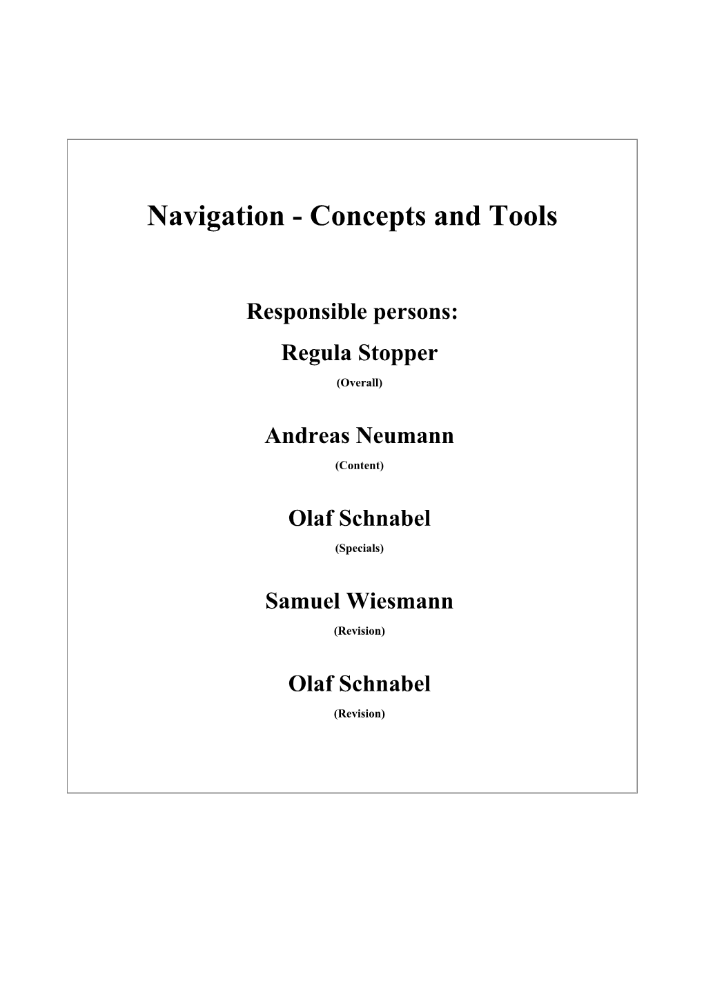 Navigation - Concepts and Tools