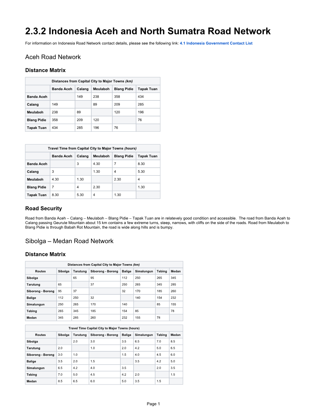 2.3.2 Indonesia Aceh and North Sumatra Road Network