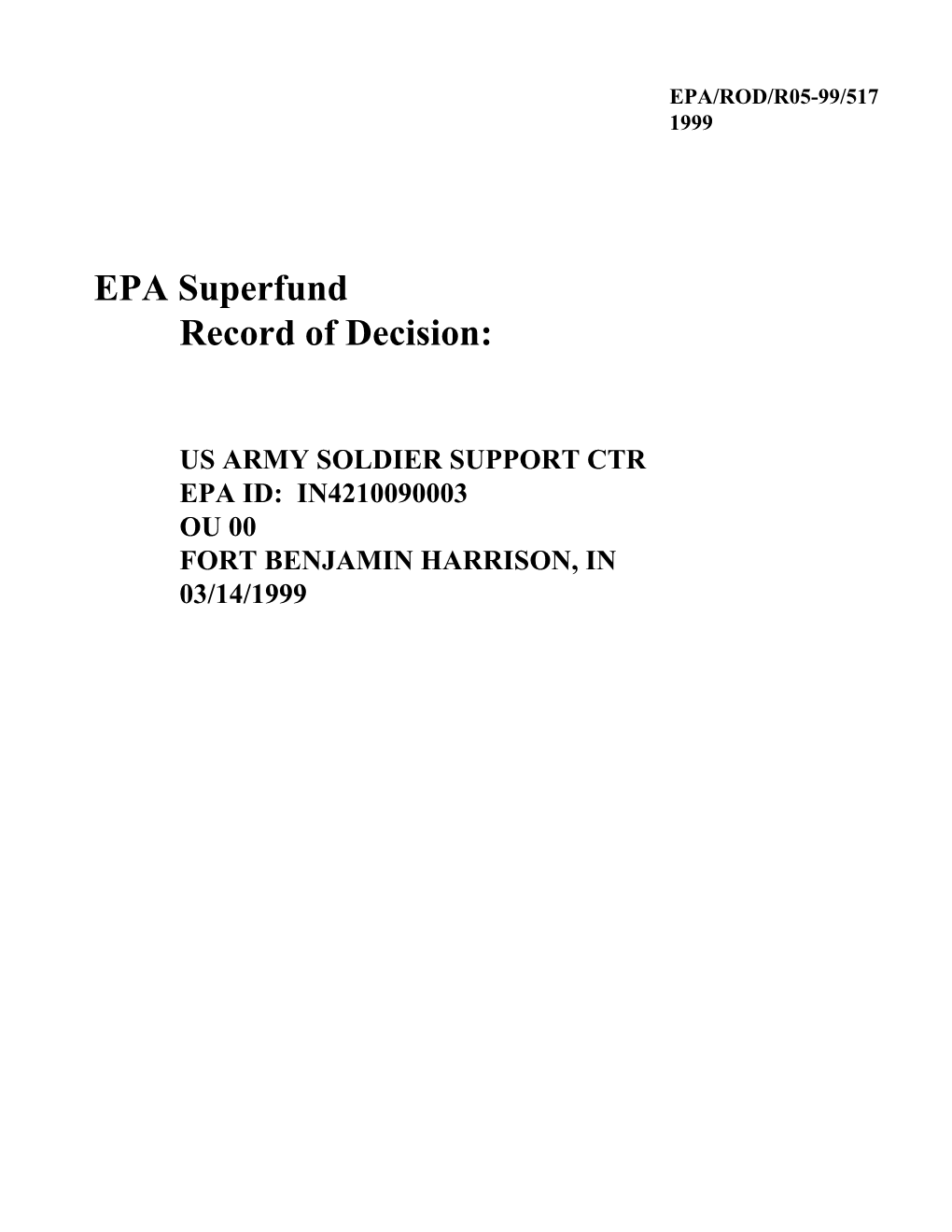 In4210090003 Ou 00 Fort Benjamin Harrison, in 03/14/1999 U.S