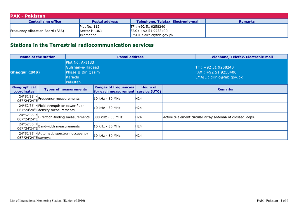 Stations in the Terrestrial Radiocommunication Services s2