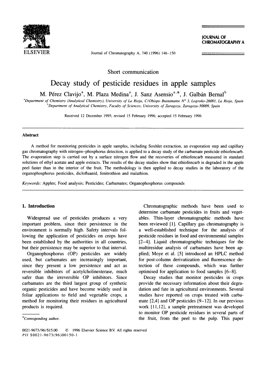 Decay Study of Pesticide Residues in Apple Samples