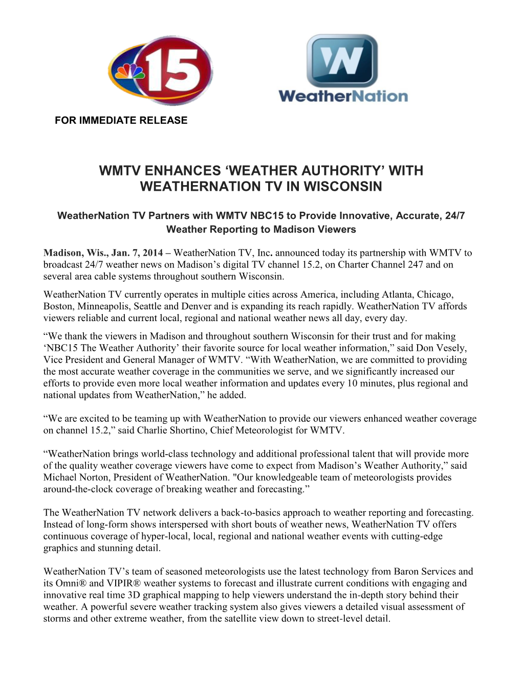 Wmtv Enhances 'Weather Authority' with Weathernation Tv in Wisconsin