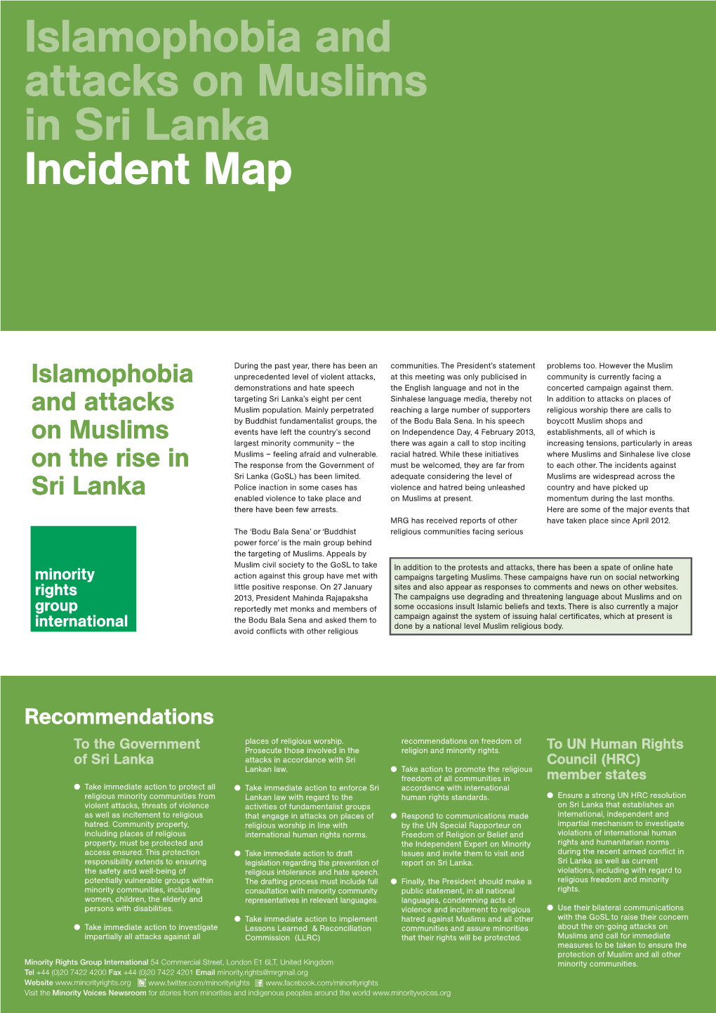 Islamophobia and Attacks on Muslims in Sri Lanka Incident Map