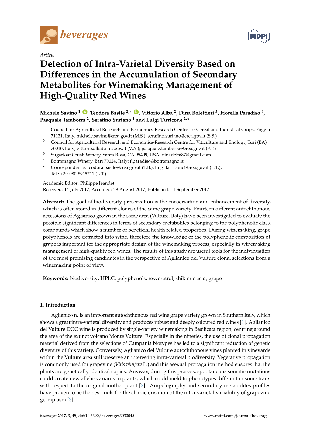 Detection of Intra-Varietal Diversity Based on Differences in the Accumulation of Secondary Metabolites for Winemaking Management of High-Quality Red Wines