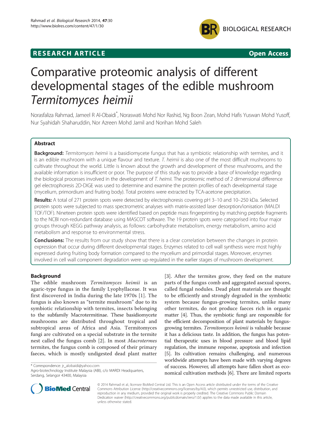 Comparative Proteomic Analysis of Different Developmental Stages Of