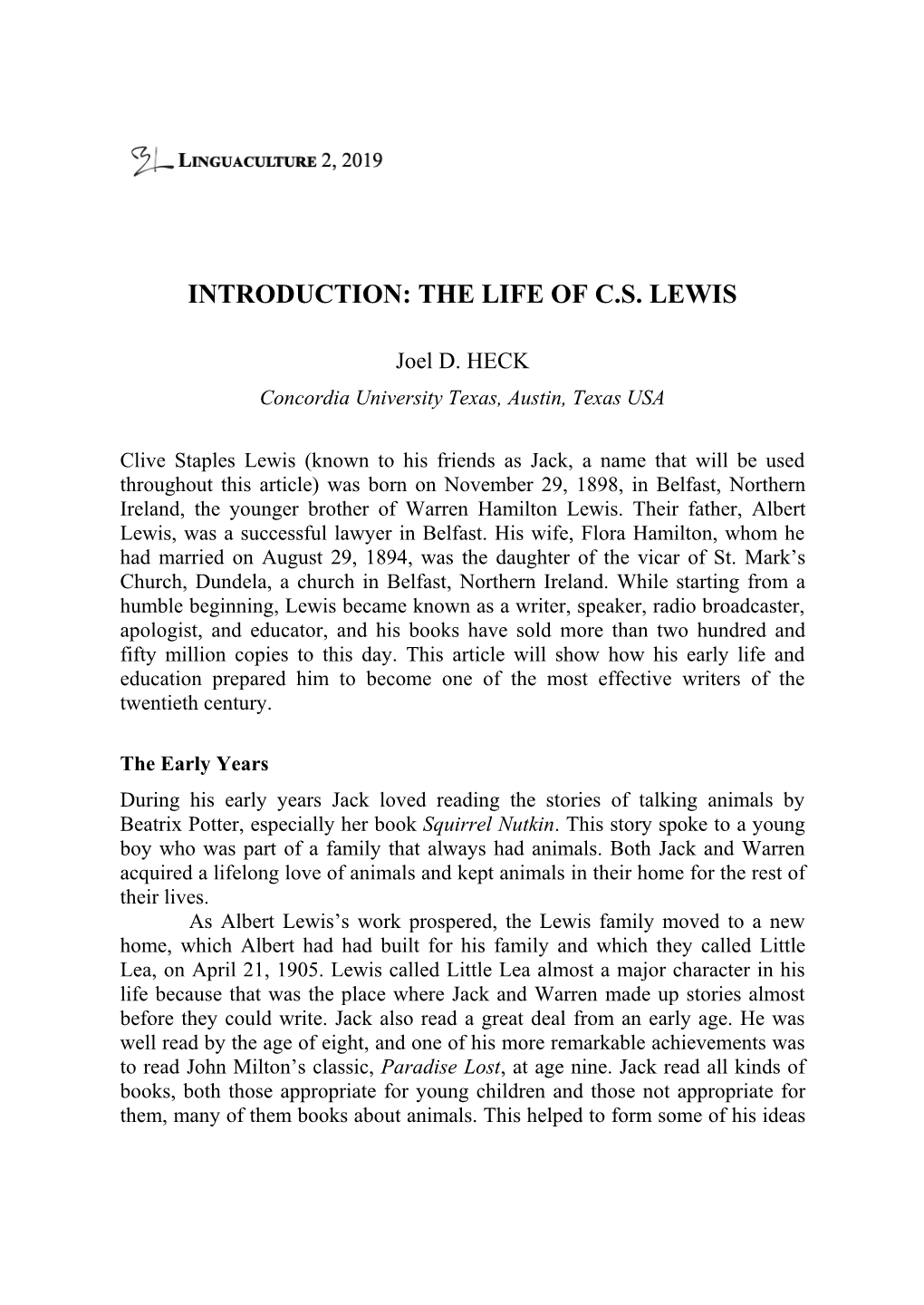 The Life of Cs Lewis