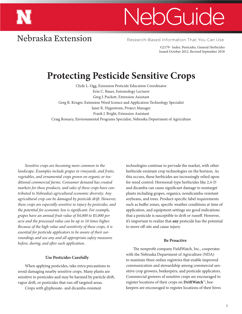 Protecting Pesticide Sensitive Crops Clyde L