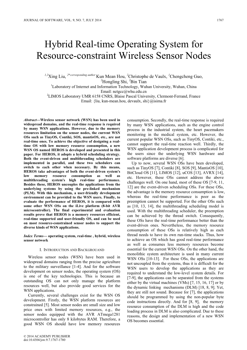 Hybrid Real-Time Operating System for Resource-Constraint Wireless Sensor Nodes