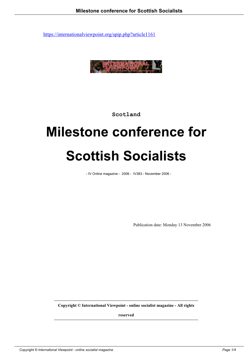 Milestone Conference for Scottish Socialists