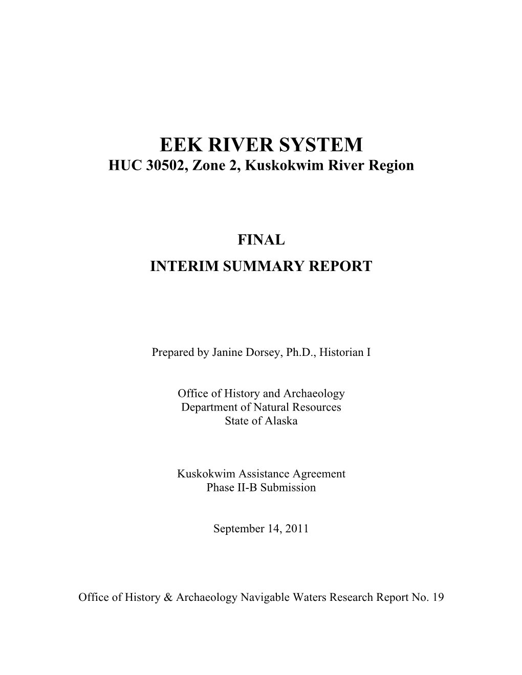 EEK RIVER SYSTEM HUC 30502, Zone 2, Kuskokwim River Region