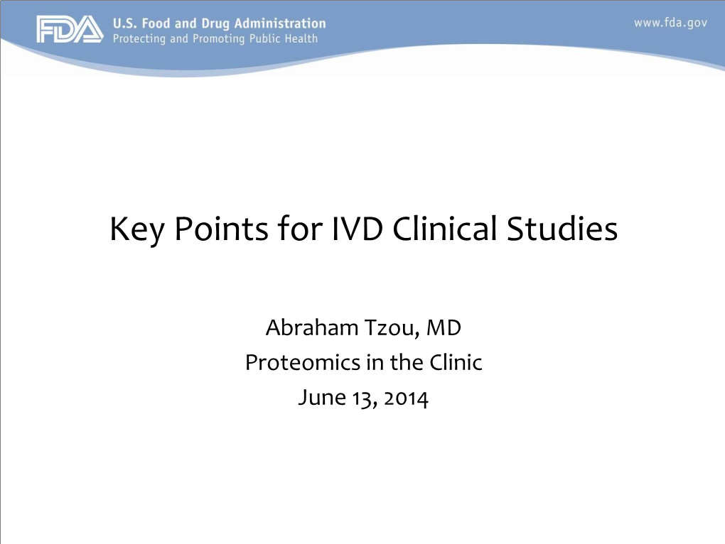 Key Points for IVD Clinical Studies