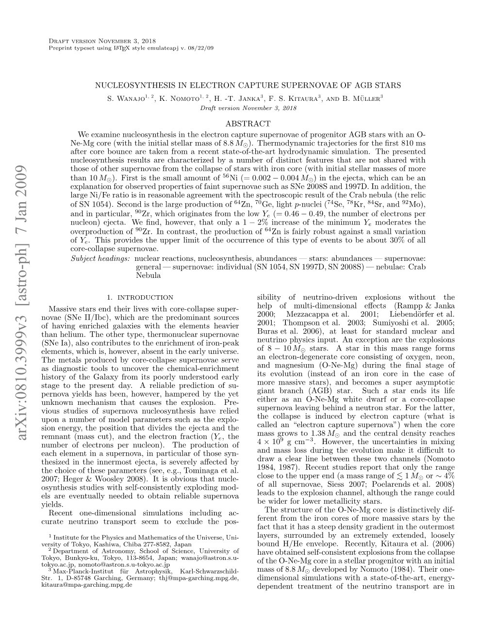 Nucleosynthesis in Electron Capture Supernovae of AGB Stars