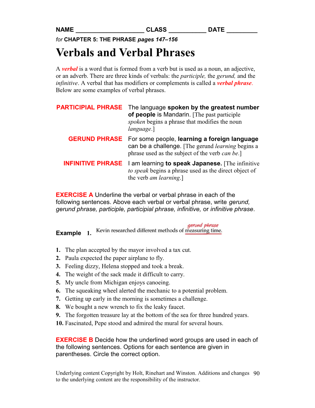 Verbals and Verbal Phrases