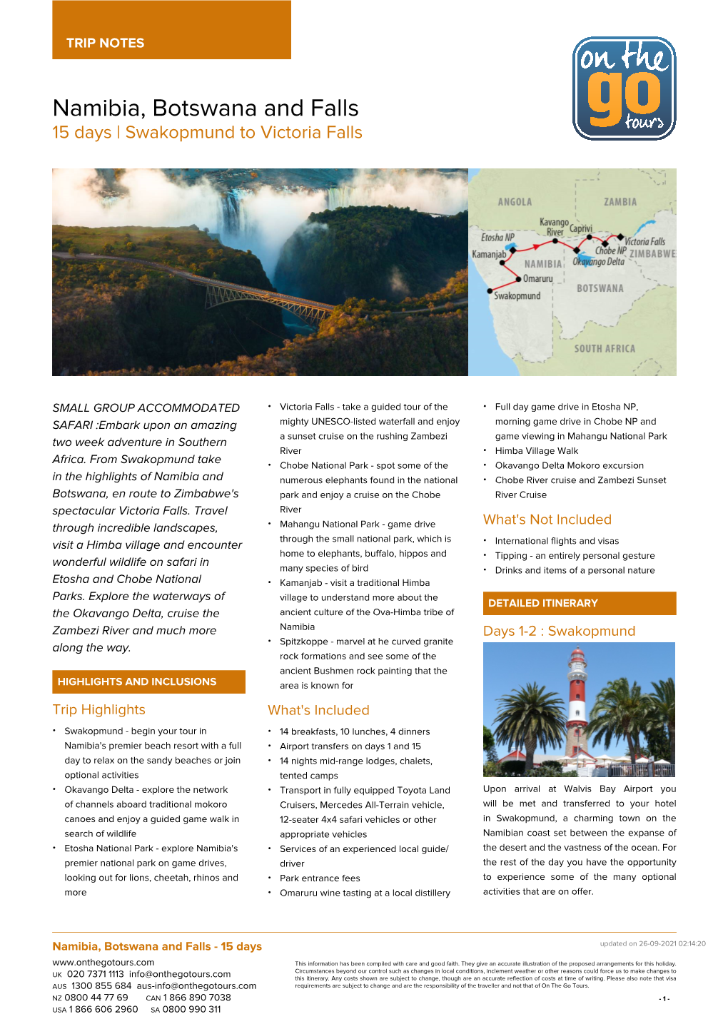 Namibia, Botswana and Falls 15 Days | Swakopmund to Victoria Falls