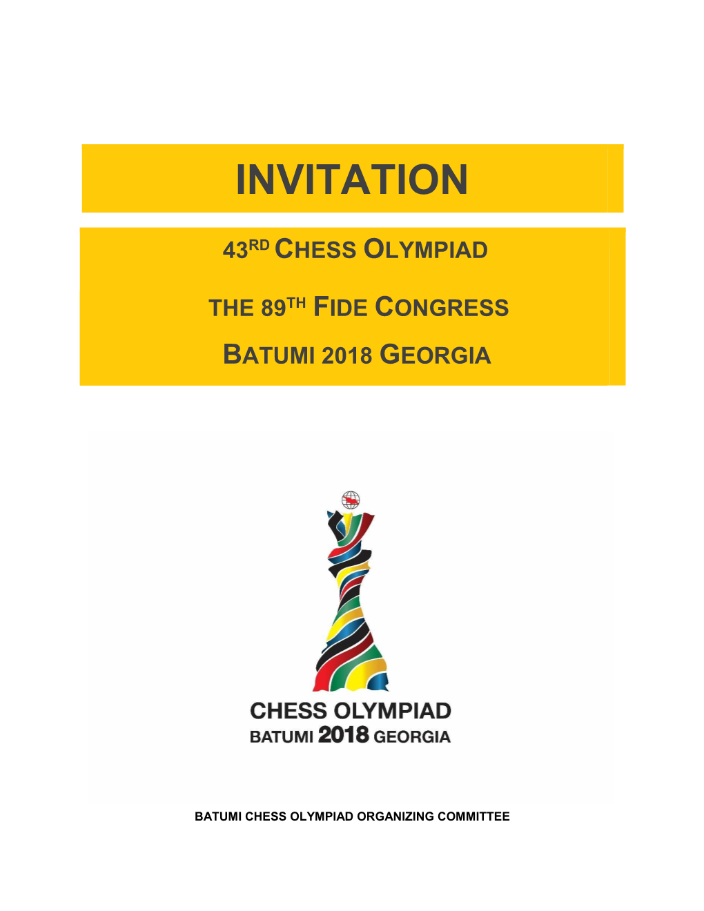 Invitation for the 43Rd Chess Olympiad and 89Th