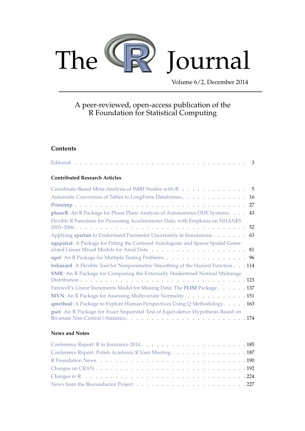 The R Journal Volume 6/2, December2014