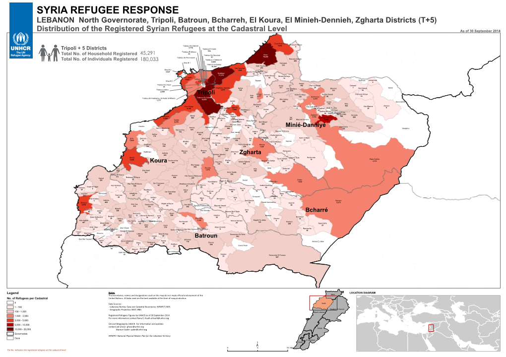 SYRIA REFUGEE RESPONSE LEBANON North Governorate, Tripoli, Batroun, Bcharreh, El Koura, El Minieh-Dennieh, Zgharta Districts (T+5)